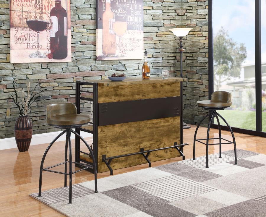 Renaldi 3-shelf Home Bar Wine Cabinet Rustic Nutmeg - 130071