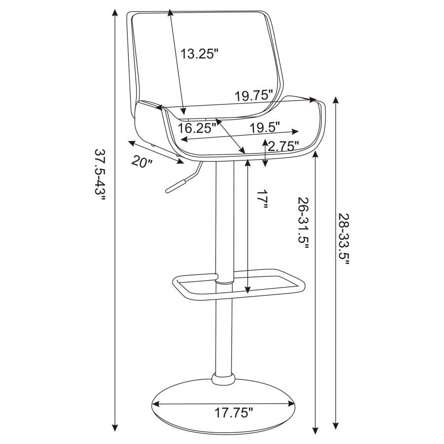 Folsom Upholstered Adjustable Bar Stool Black and Chrome - 130502