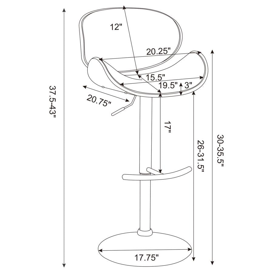 Harris Adjustable Bar Stool Ecru and Chrome - 130505