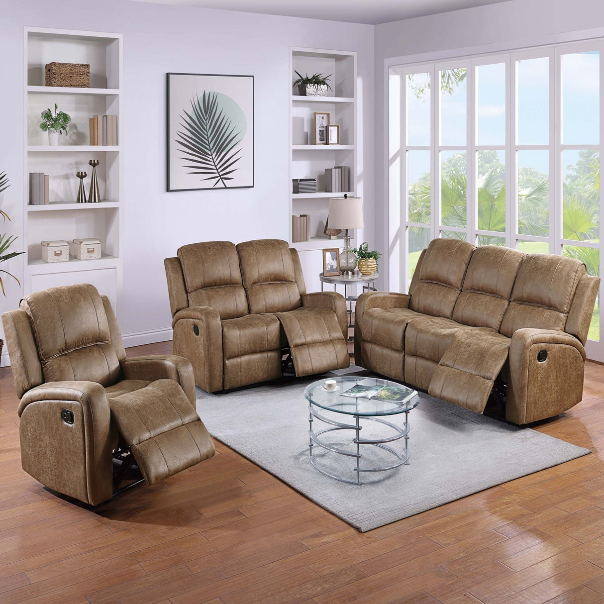 Modern Living Room Set With Square Armrest, Cushion Backrest