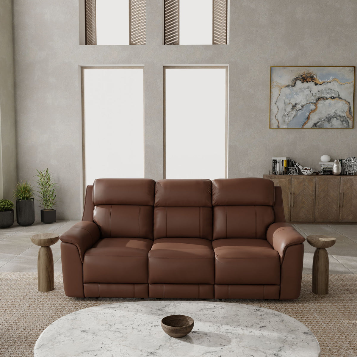 Oslo - Dual Power Reclining Sofa - Pecan