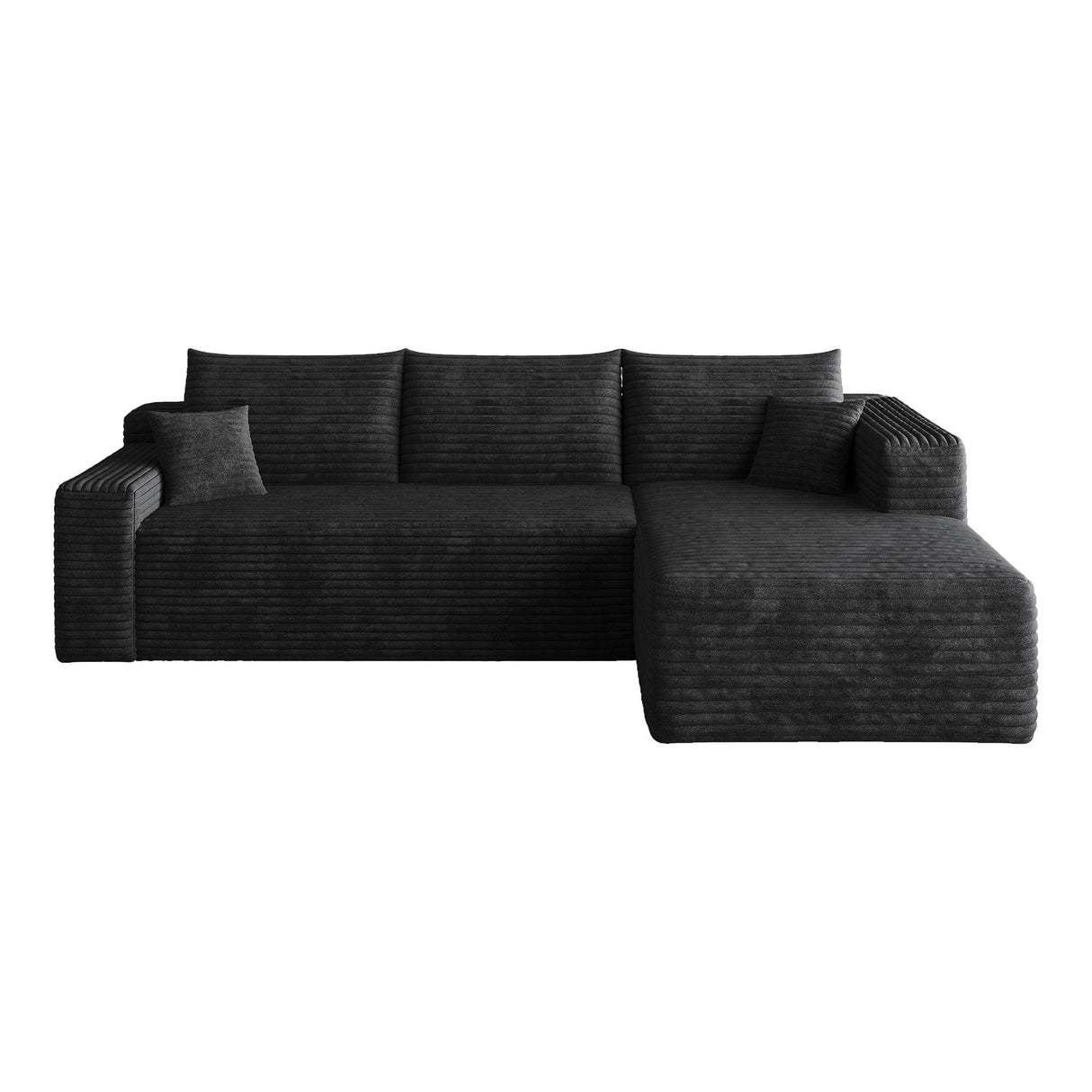 Cloud Sectional Sofa, Comfort U-Shaped Sofa For Living Room - Black