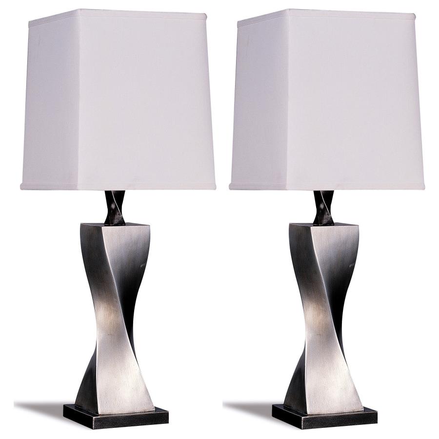 Keene 30-inch Tapered Shade Table Lamp Silver (Set of 2) - 1497