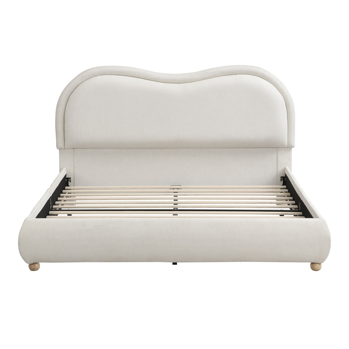 Upholstered Platform Bed Frame With Curved Headboard