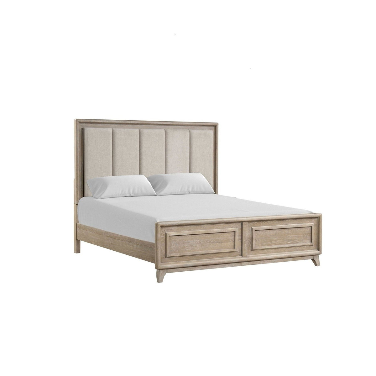 Eastern King Size Bed With Padded Headboard - Oak
