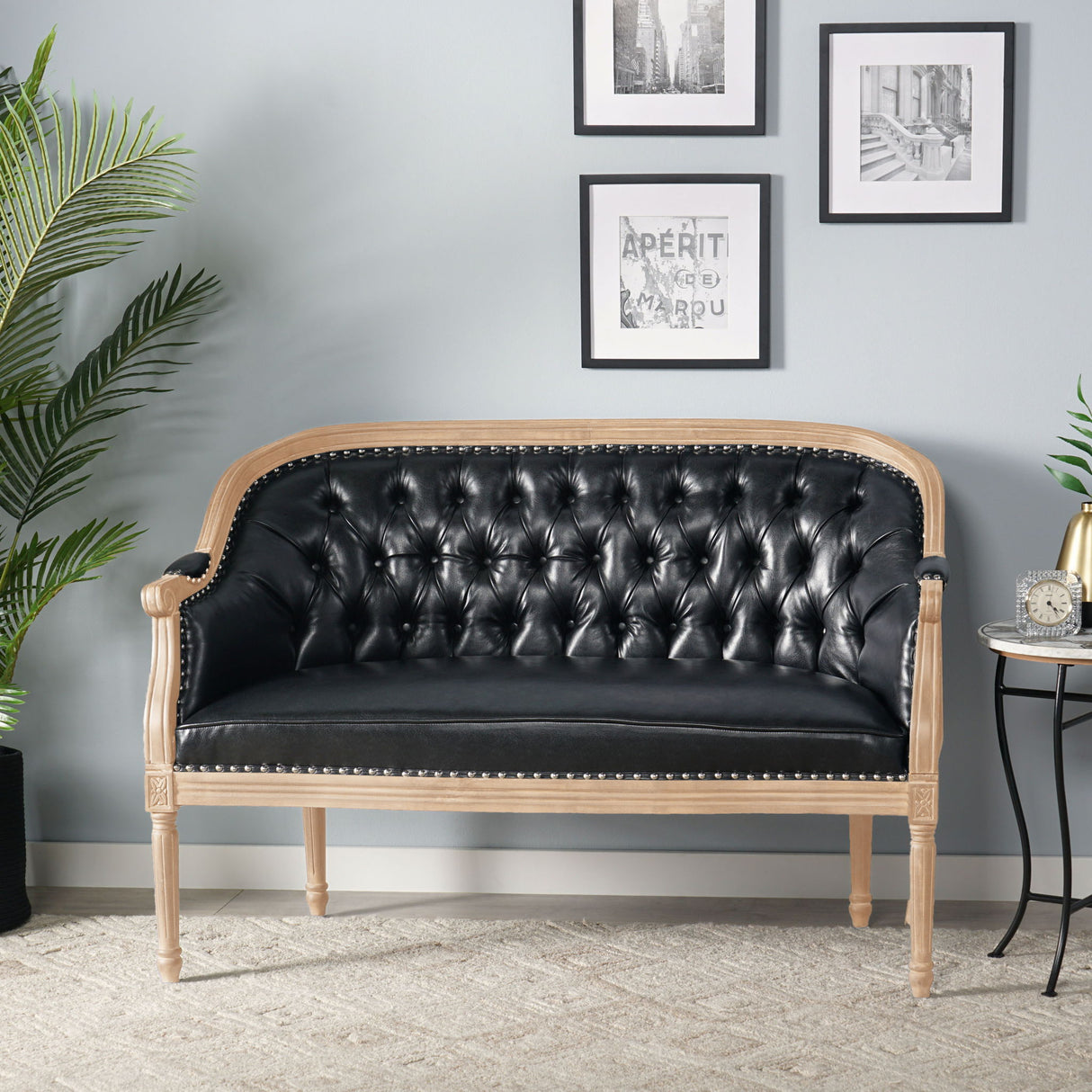 French Country Chesterfield Style Tufted Loveseat