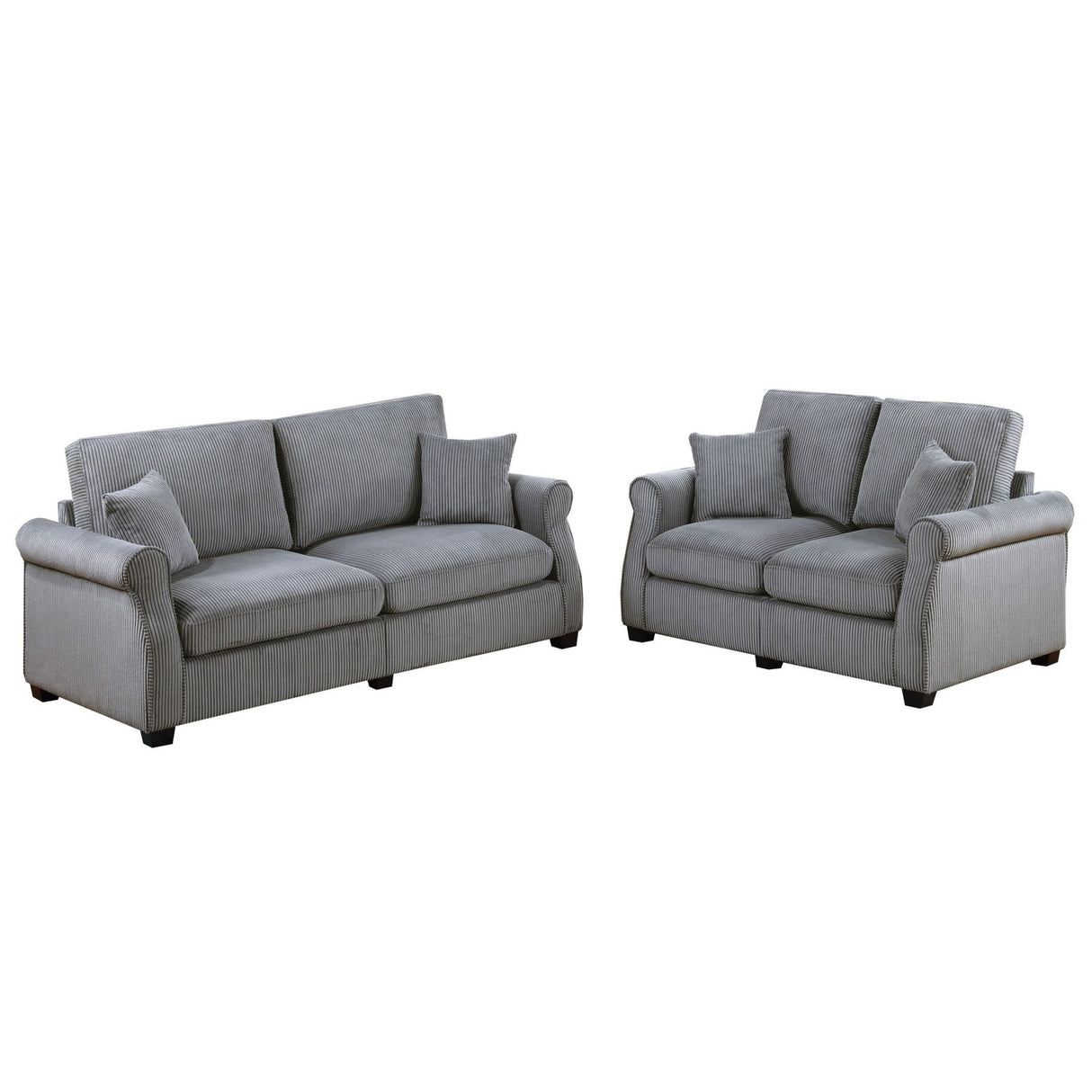 Contemporary 2 Piece Sofa Set With Matching Pillows