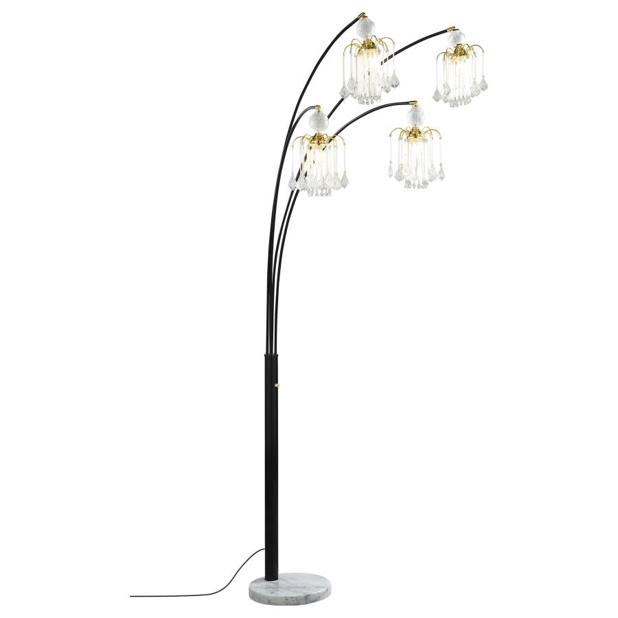 Maisel 91-inch Hanging Crystal Arc Tree Floor Lamp Black - 1771N