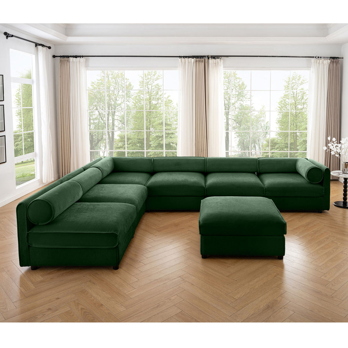 Modern (Set of 6) Modular Sectional Sofa With Storage Soft Cylindrical Design For Living Room - Green