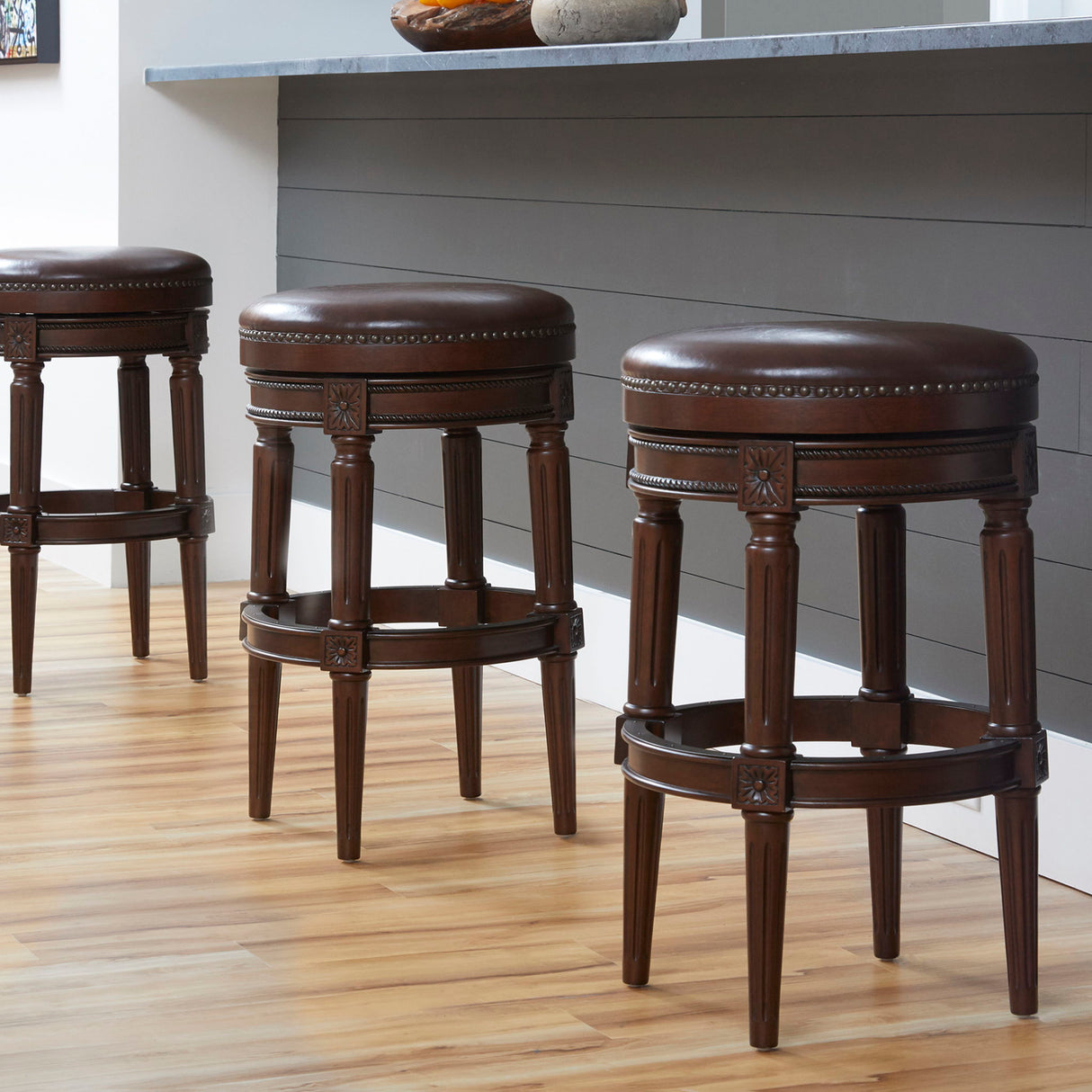Rustic Elegance Backless Swivel Stool