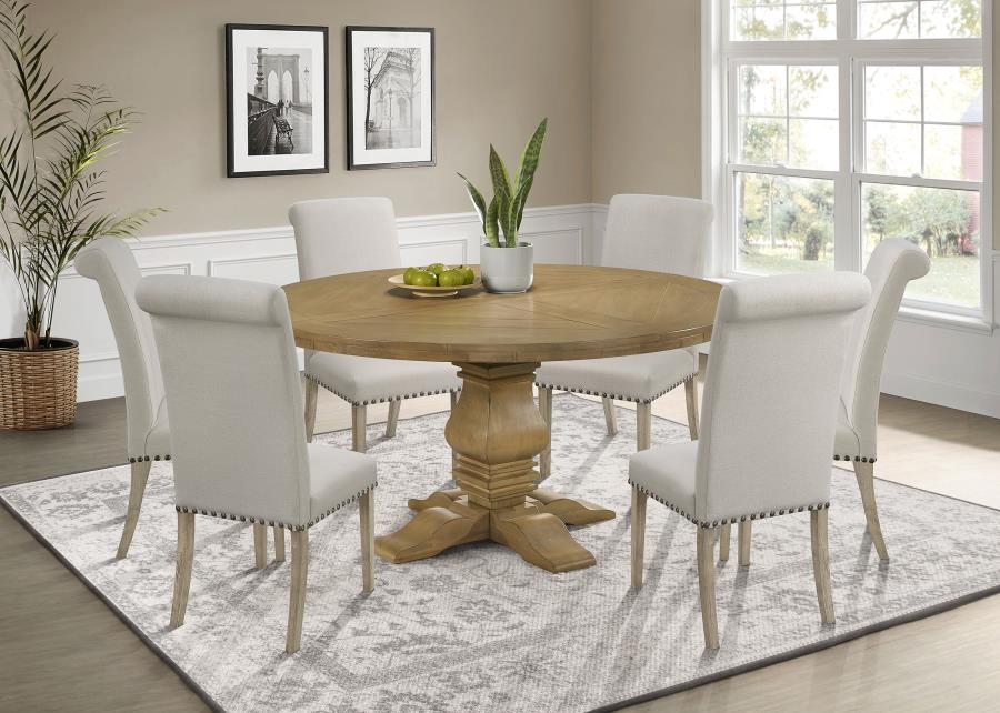 Florence 7-piece Round Dining Table Set Rustic Honey - 180200-S7B