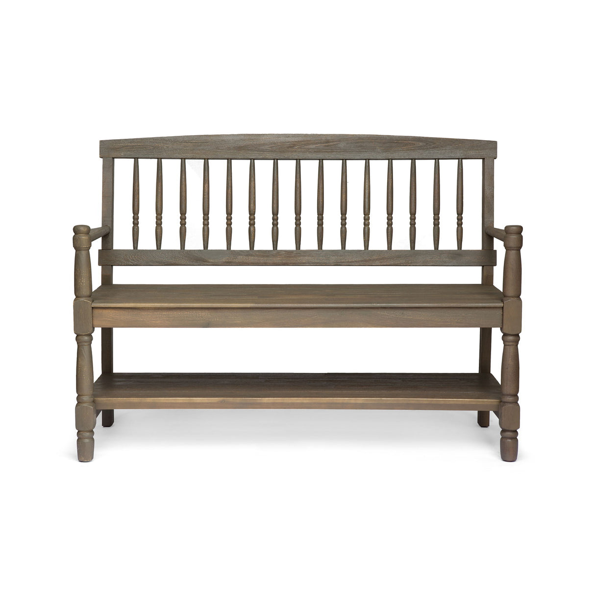 Imperial Slatted Bench With Built In Shelf - Gray