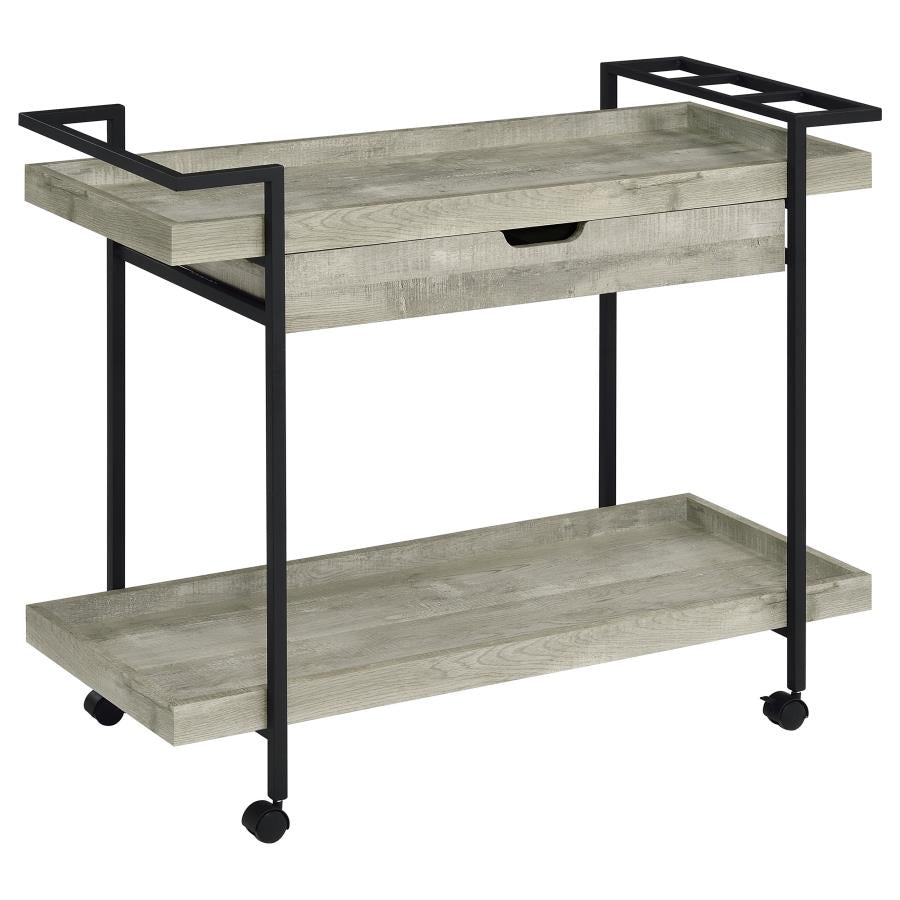 Ventura 1-drawer Engineered Wood Bar Cart Grey Driftwood - 181005