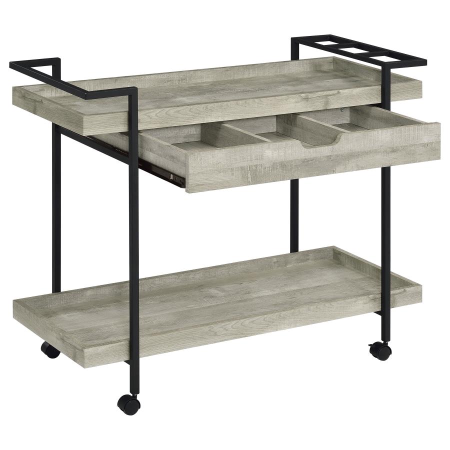 Ventura 1-drawer Engineered Wood Bar Cart Grey Driftwood - 181005