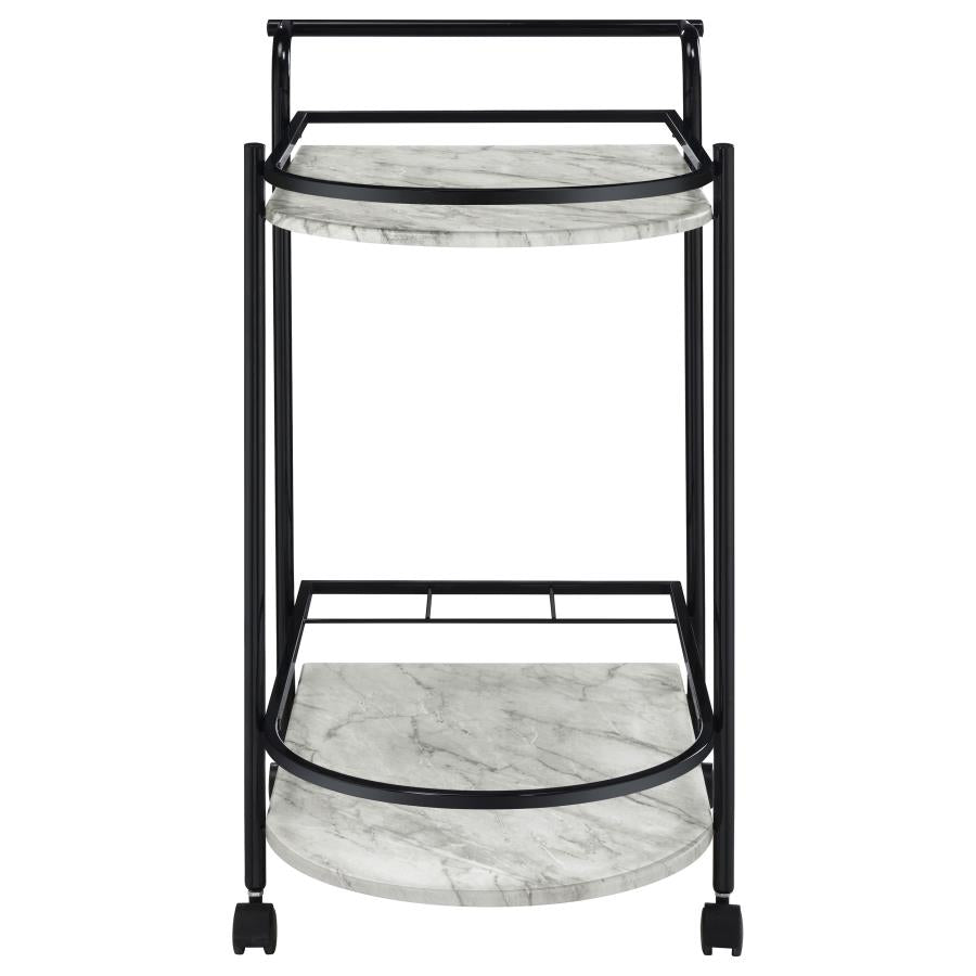 Desiree 2-tier Faux Marble Shelf Metal Bar Cart Black - 181376