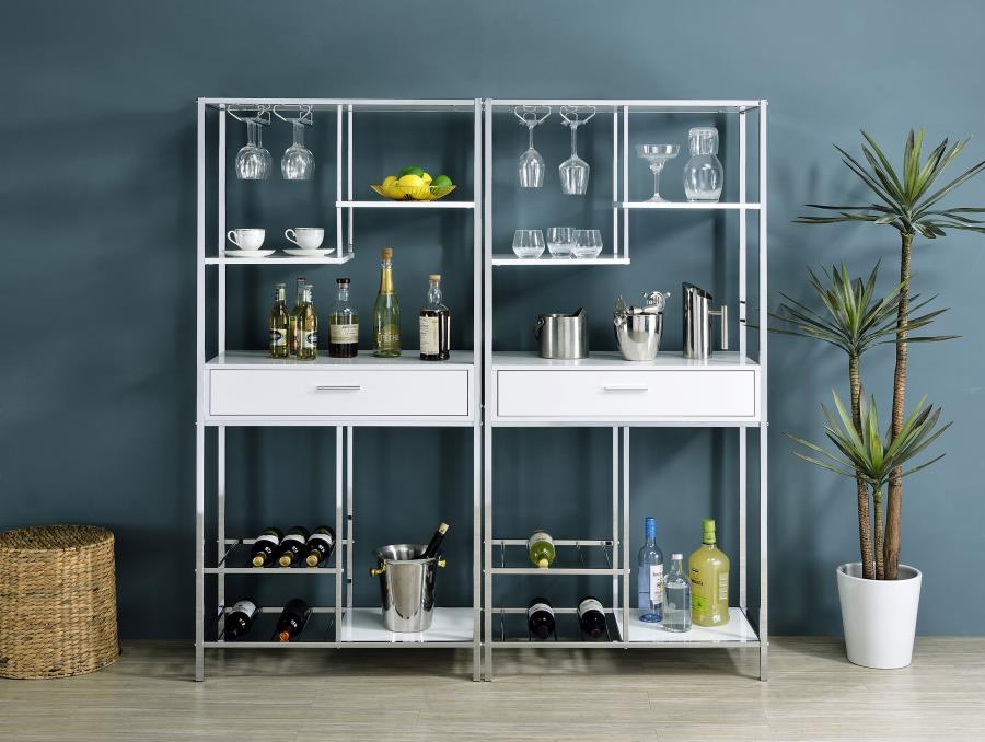Figueroa 5-shelf LED Wine Storage Bar Cabinet White High Gloss - 182034