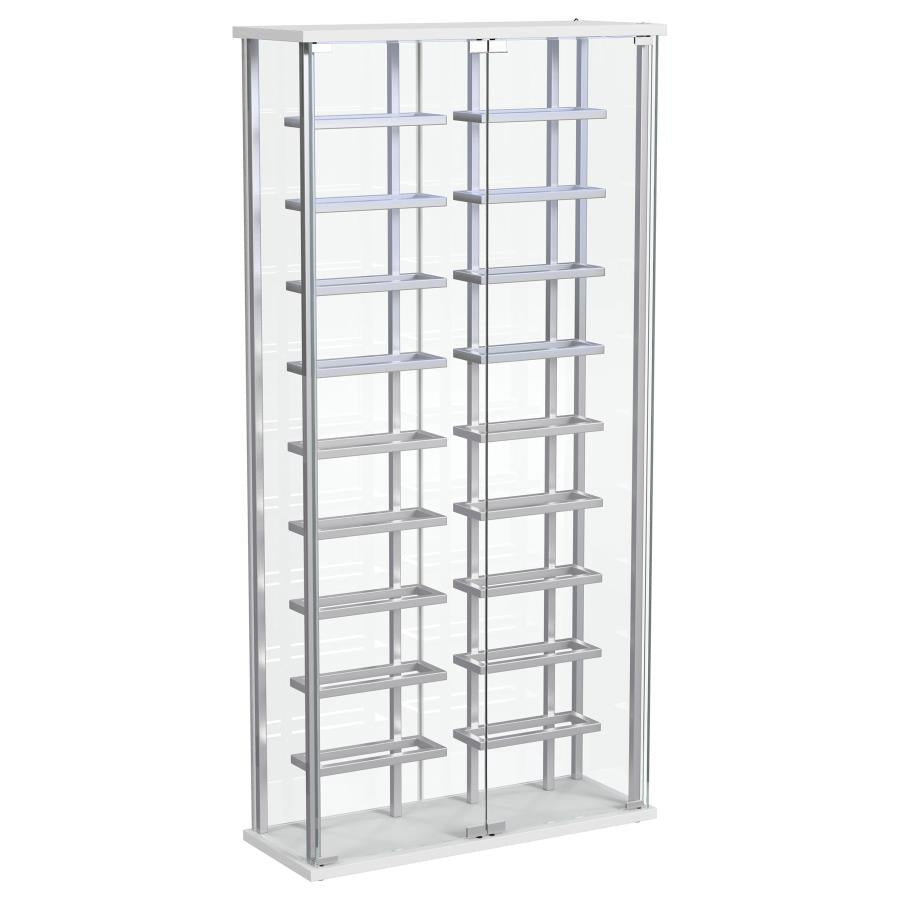 Montara Tempered Glass Wine Storage LED Curio Cabinet Chrome - 182037