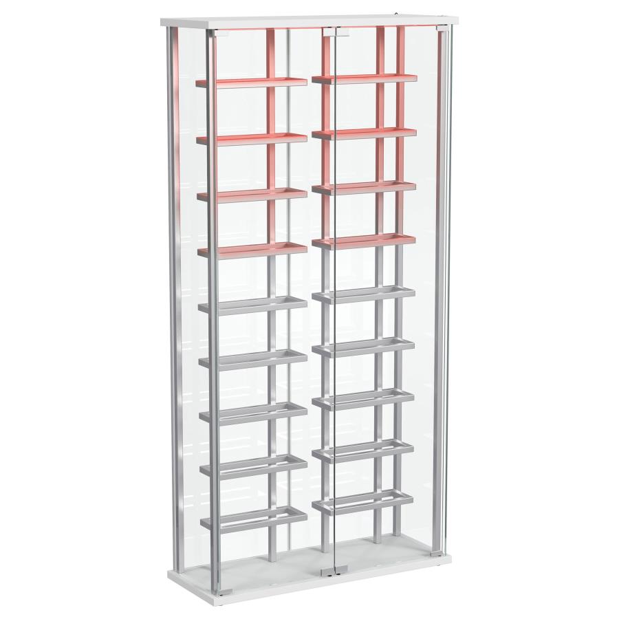 Montara Tempered Glass Wine Storage LED Curio Cabinet Chrome - 182037