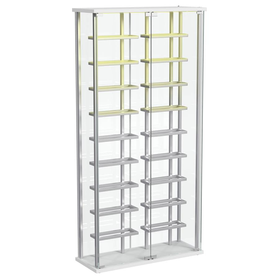 Montara Tempered Glass Wine Storage LED Curio Cabinet Chrome - 182037