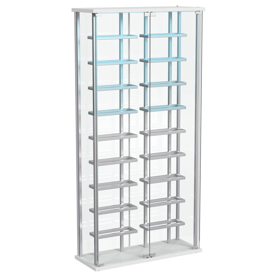 Montara Tempered Glass Wine Storage LED Curio Cabinet Chrome - 182037
