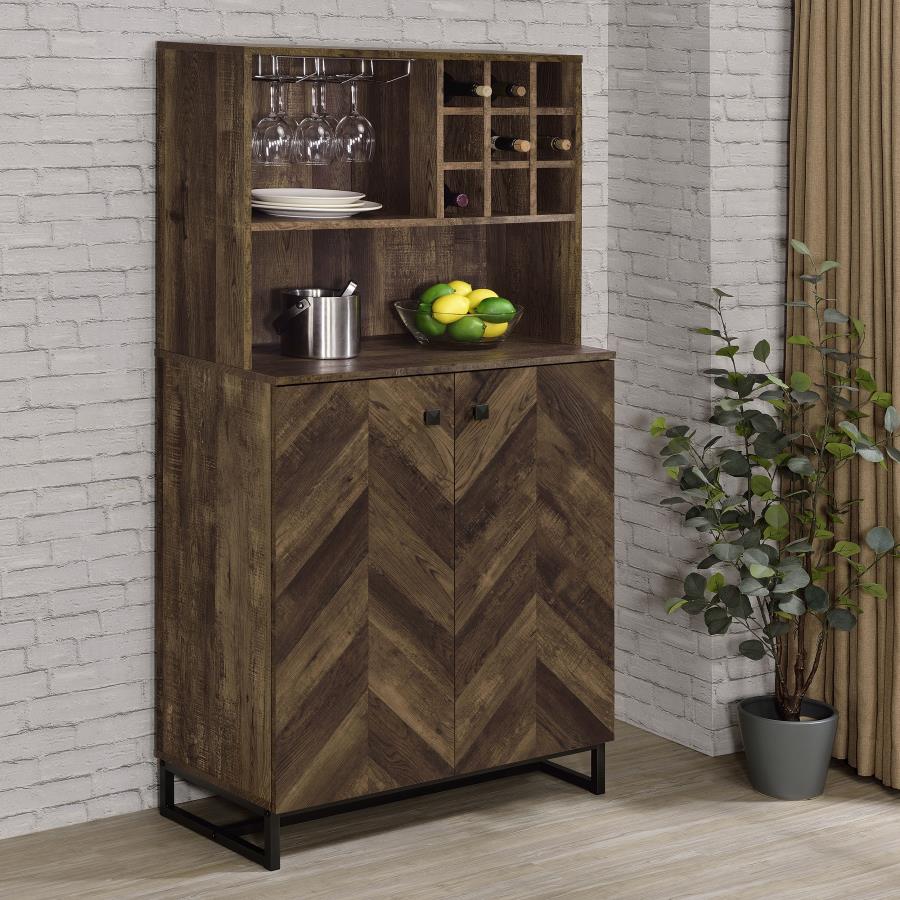 Mendoza 2-door Home Bar Cabinet Wine Storage Rustic Oak - 182082