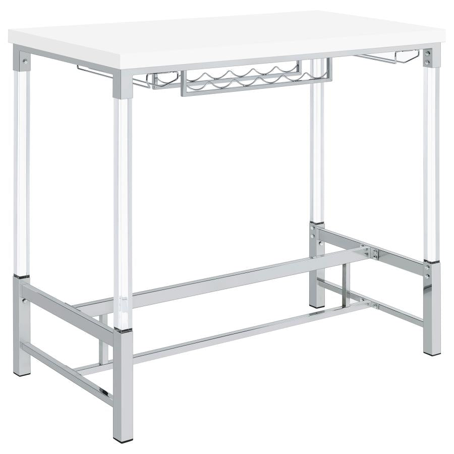Norcrest 47-inch Acrylic Leg Bar Table White High Gloss - 182101
