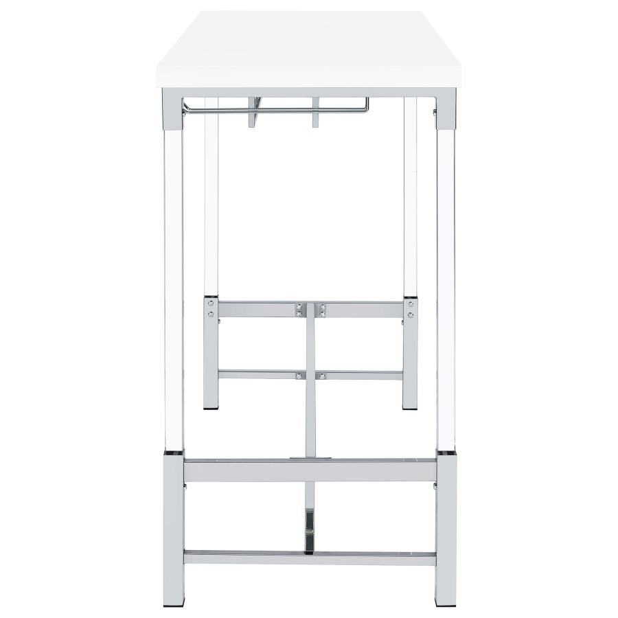 Norcrest 47-inch Acrylic Leg Bar Table White High Gloss - 182101