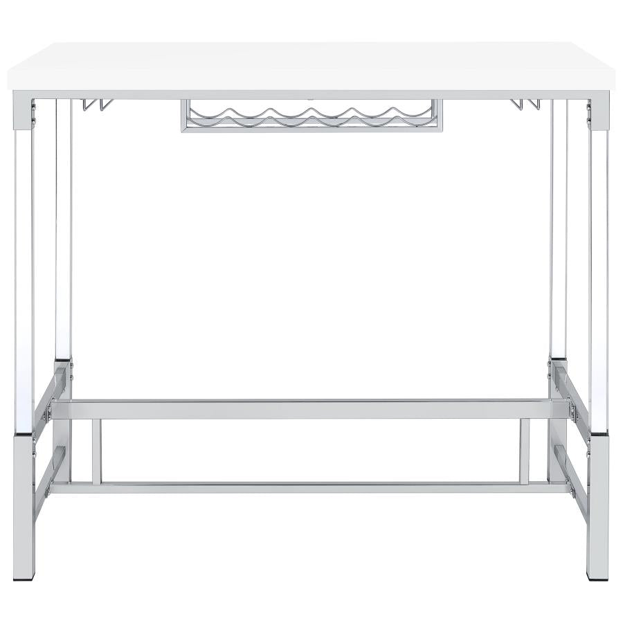 Norcrest 47-inch Acrylic Leg Bar Table White High Gloss - 182101
