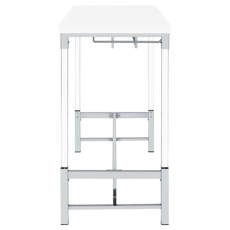 Norcrest 47-inch Acrylic Leg Bar Table White High Gloss - 182101