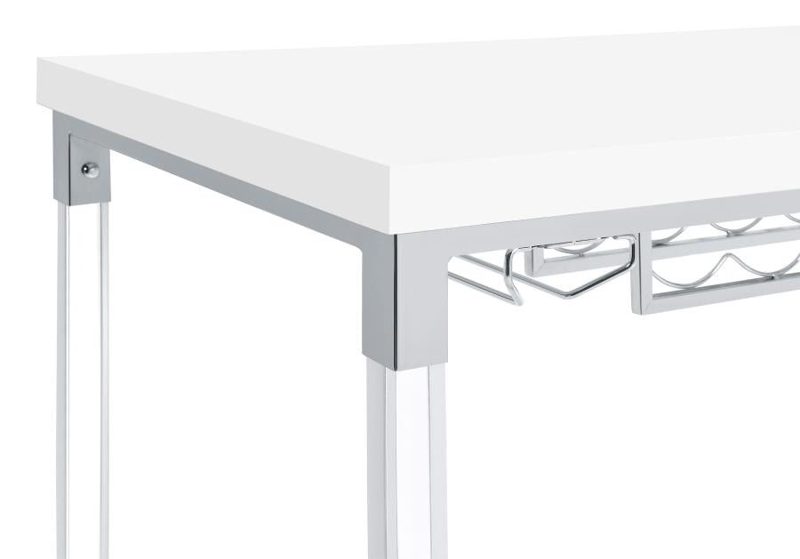 Norcrest 47-inch Acrylic Leg Bar Table White High Gloss - 182101