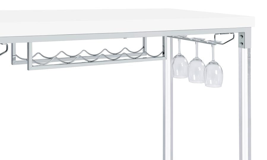 Norcrest 47-inch Acrylic Leg Bar Table White High Gloss - 182101