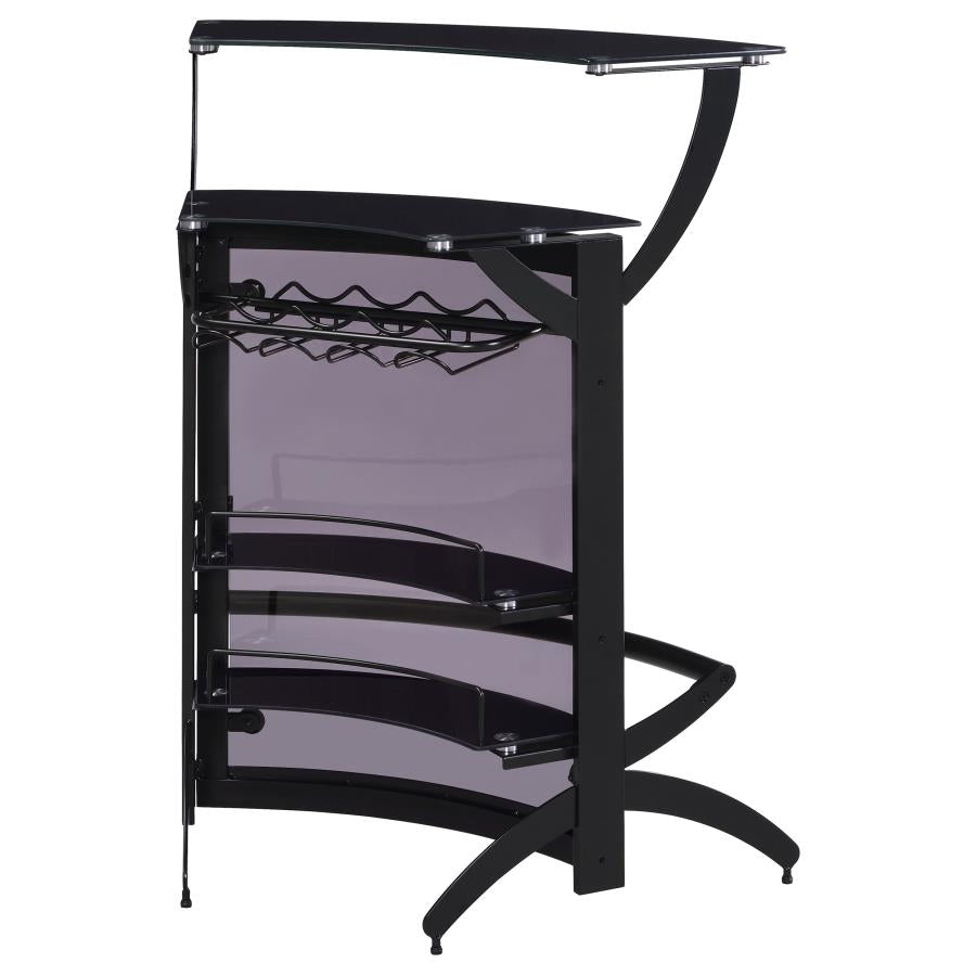 Dallas 2-shelf Curved Freestanding Home Bar Cabinet Black - 182135