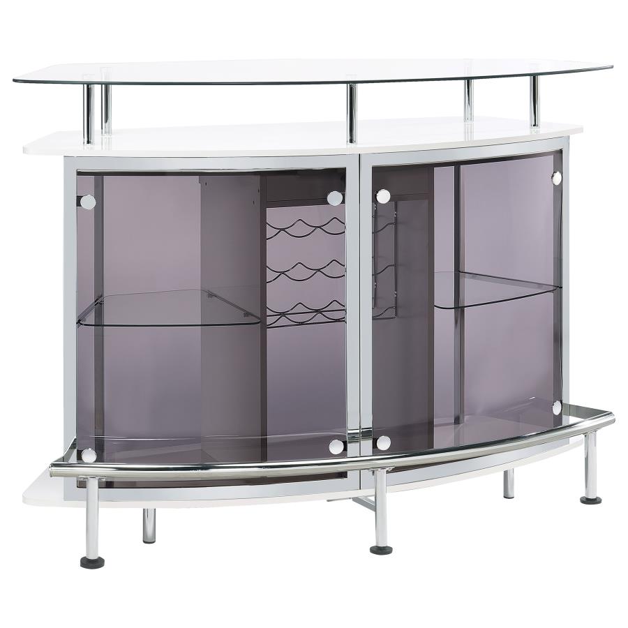 Gideon Curved Glass Top Home Bar Cabinet White High Gloss - 182235