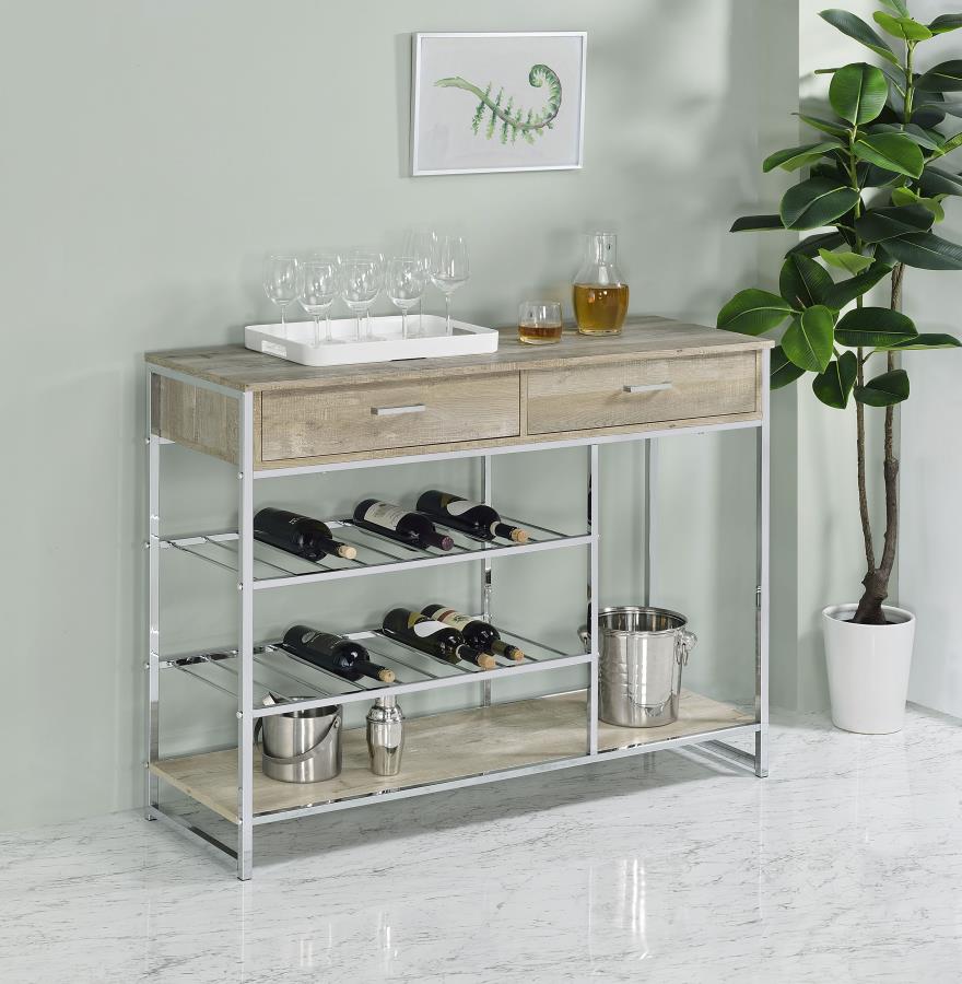 Melrose 2-drawer Home Bar Storage with Wine Rack Grey - 182275