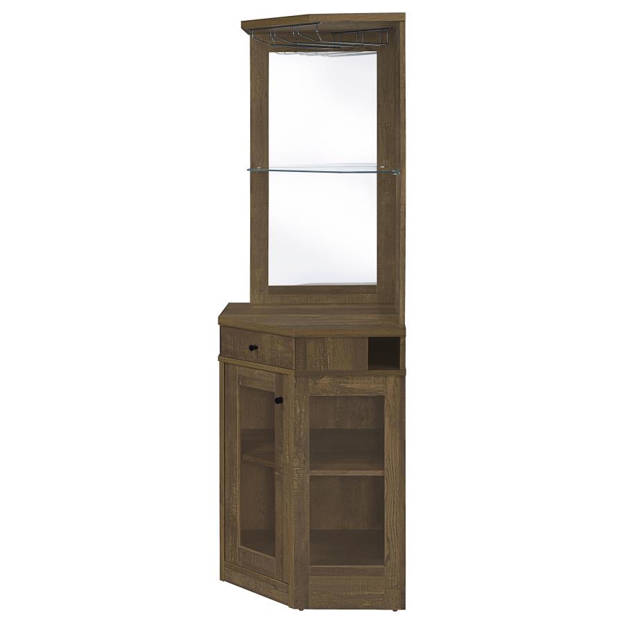 Alviso 1-drawer Corner Home Bar Wine Cabinet Rustic Oak - 182303