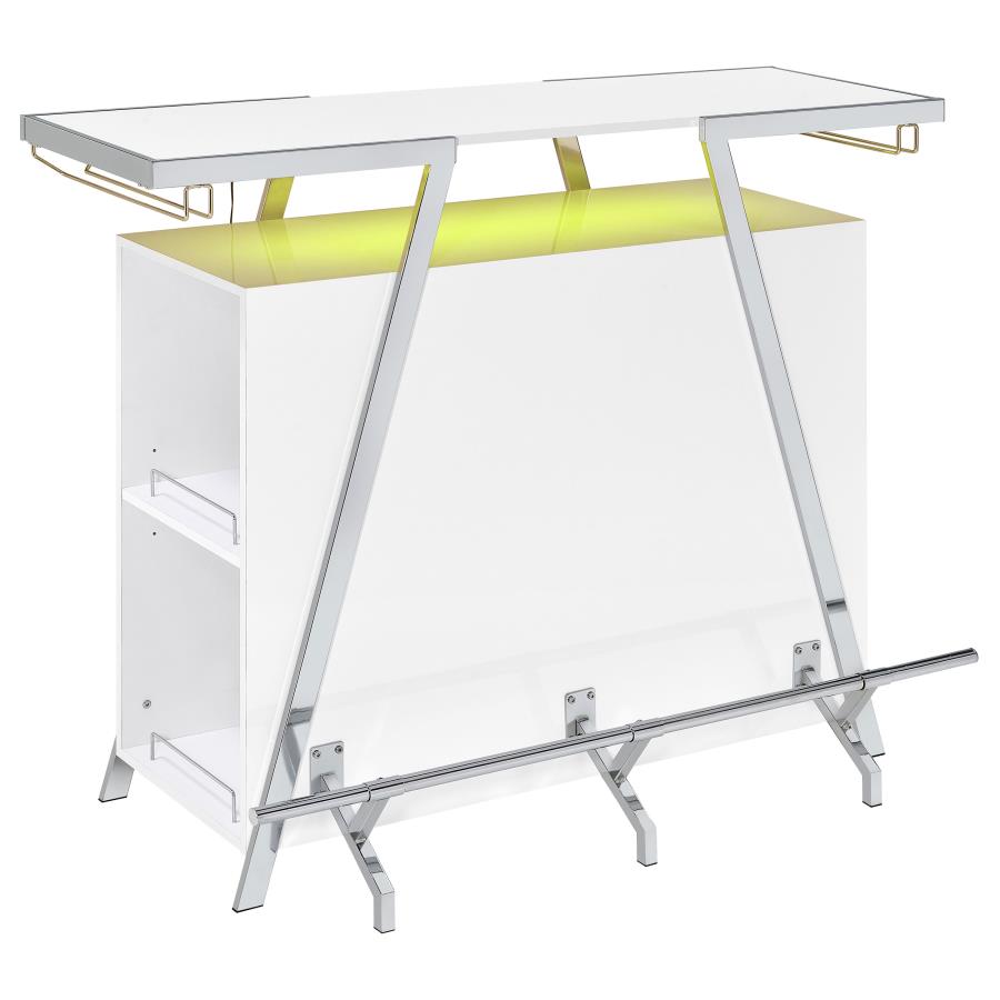 Araceli Freestanding LED Home Bar Cabinet White High Gloss - 182355