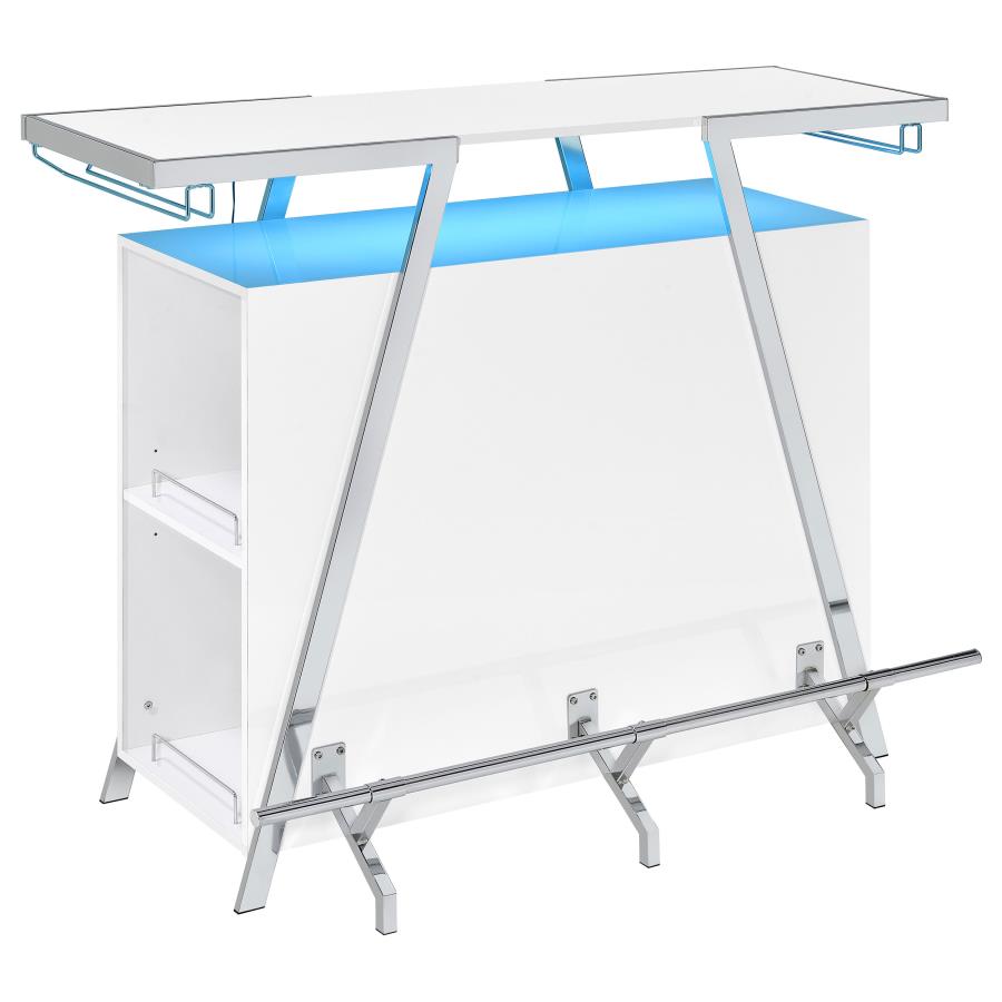 Araceli Freestanding LED Home Bar Cabinet White High Gloss - 182355