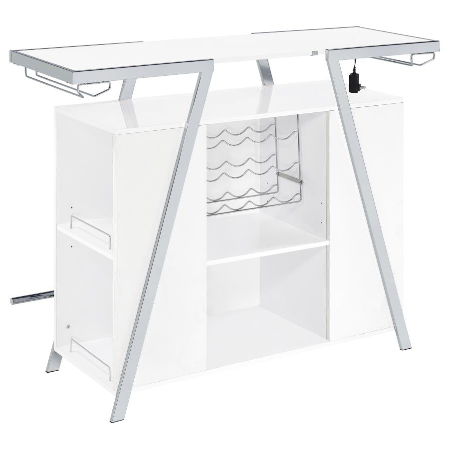 Araceli Freestanding LED Home Bar Cabinet White High Gloss - 182355