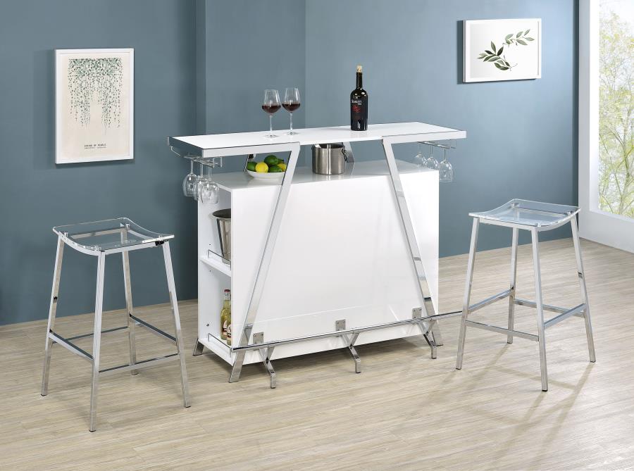 Araceli Freestanding LED Home Bar Cabinet White High Gloss - 182355