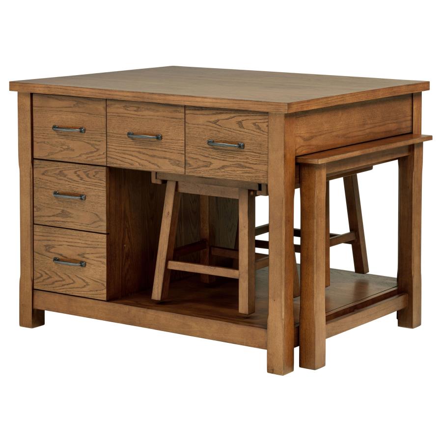 Mayfair 3-piece Kitchen Island with Extension Table Dark Oak - 182446