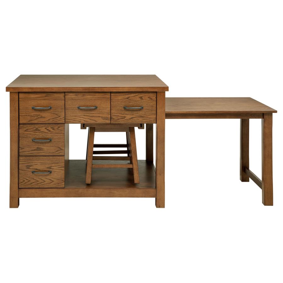 Mayfair 3-piece Kitchen Island with Extension Table Dark Oak - 182446