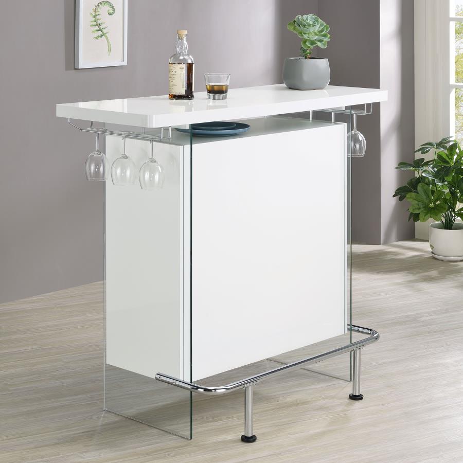 Acosta Freestanding Home Bar Wine Cabinet White High Gloss - 182632
