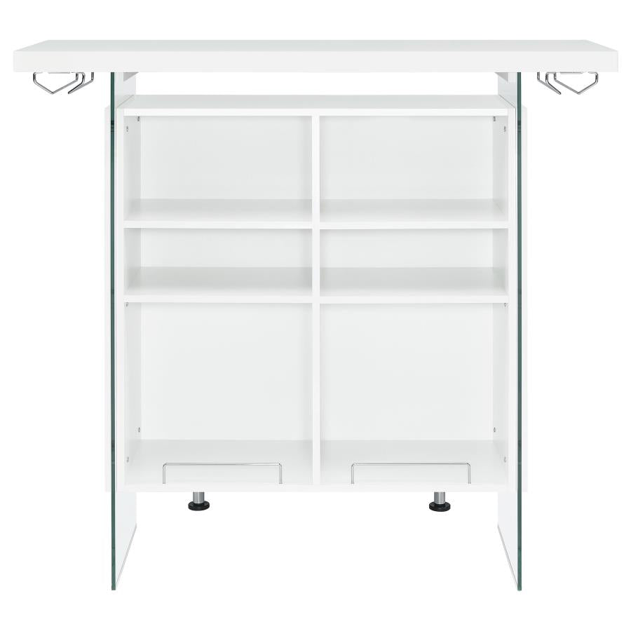Acosta Freestanding Home Bar Wine Cabinet White High Gloss - 182632