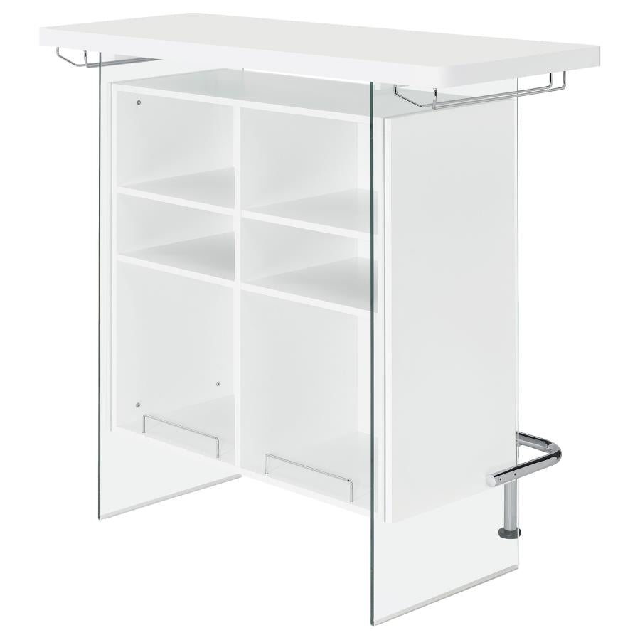 Acosta Freestanding Home Bar Wine Cabinet White High Gloss - 182632