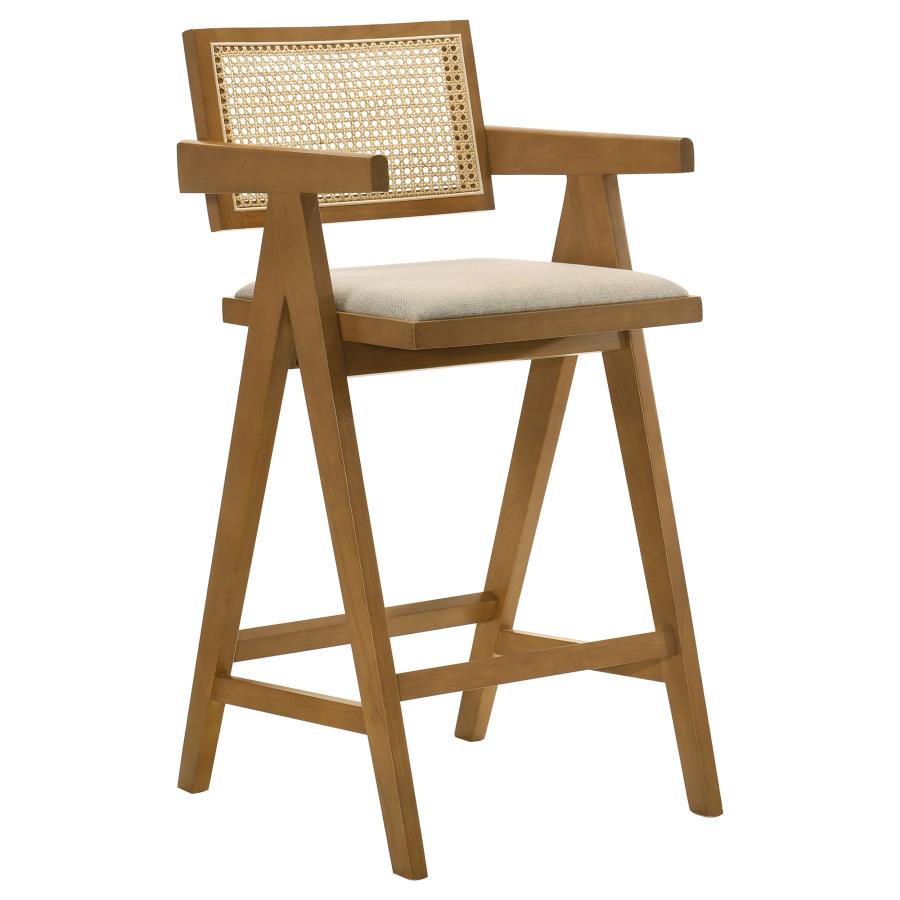 Kane Woven Rattan Wood Bar Chair Light Walnut (Set of 2) - 182677