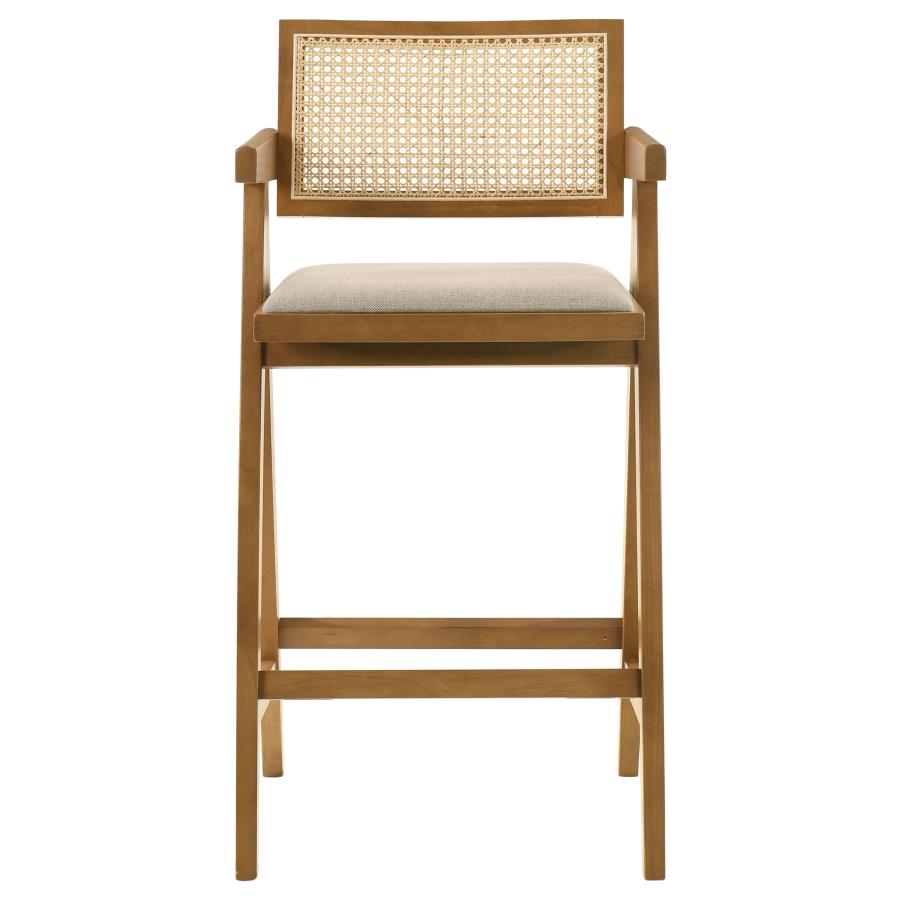 Kane Woven Rattan Wood Bar Chair Light Walnut (Set of 2) - 182677
