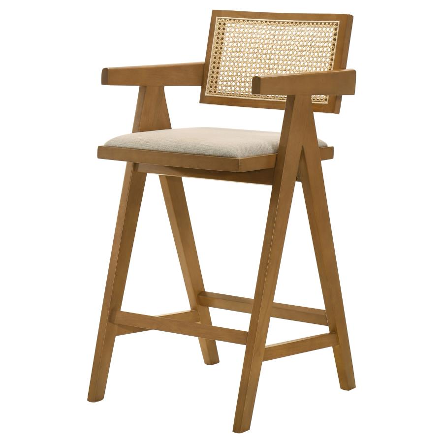 Kane Woven Rattan Wood Bar Chair Light Walnut (Set of 2) - 182677