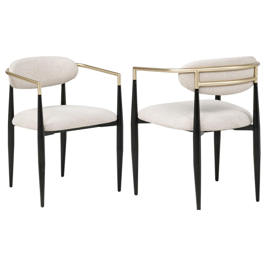 Alexis Fabric Upholstered Dining Arm Chair Beige (Set of 2) - 182692