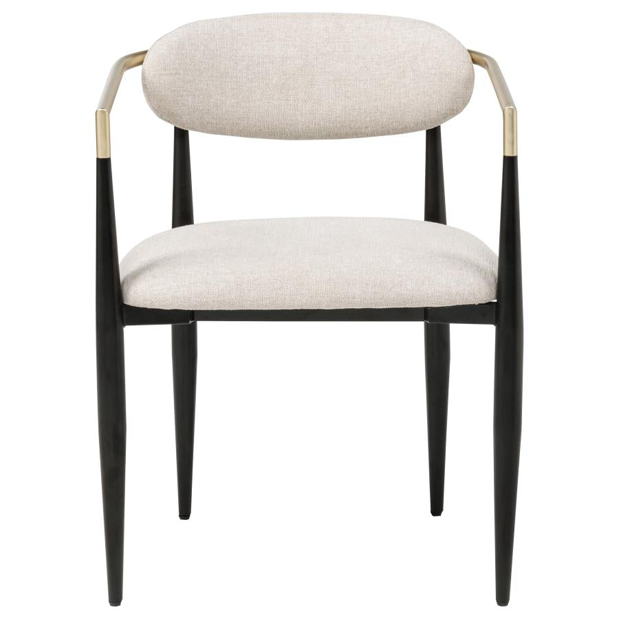Alexis Fabric Upholstered Dining Arm Chair Beige (Set of 2) - 182692