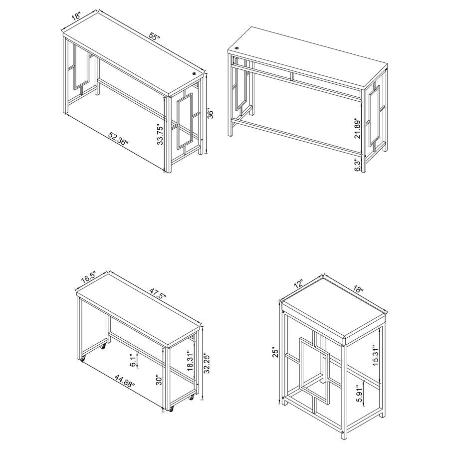 Jackson 4-piece Multipurpose Counter Height Table Set White - 182714
